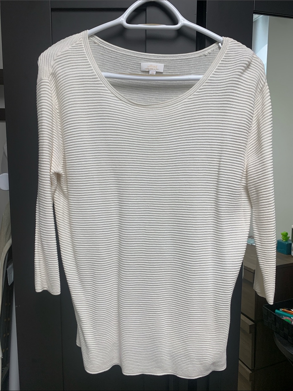 Aritzia Wilfred Cream Ribbed Scoop-Neck Sweater XXS